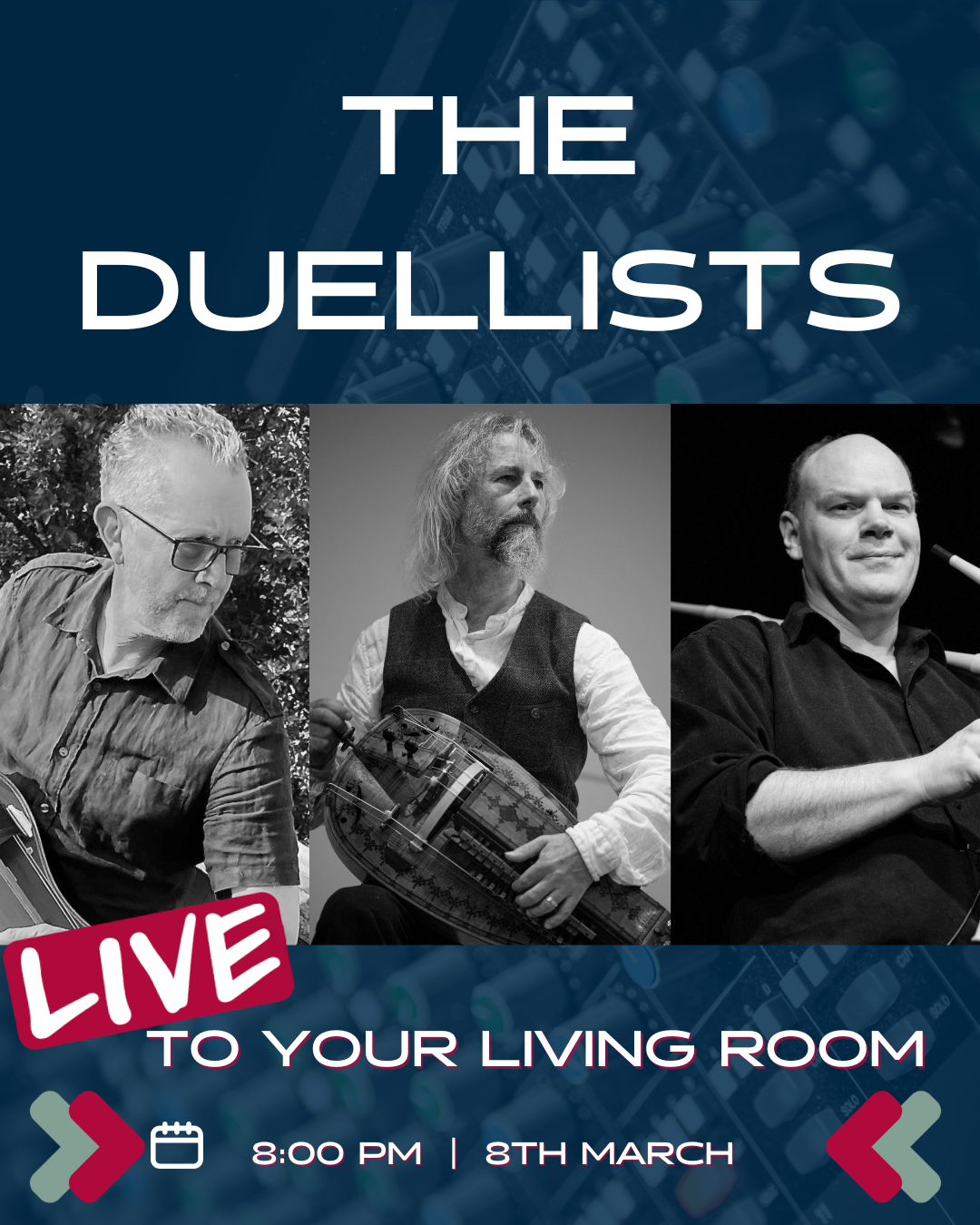 The Duellists Gig Graphic - Nigel, Steve, Chris